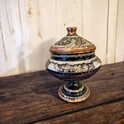 Azúcarero de cobre, cuenco de cobre con tapa, cuenco de cobre para dulces, tarro de almacenamiento de galletas Foto 1 de 4