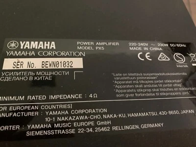 Yamaha PX5 800 Watt Intelligent Power Amp-european 220 -240 VOLTS - Image 1 of 4