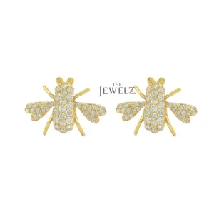 14K Gold 0.66 CT VS/F-G Diamond Honeybee Woman Studs Earrings - The Jewelz - Picture 1 of 2