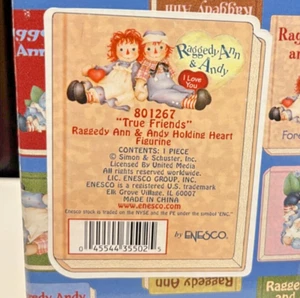 NEW w/box RAGGEDY ANN & ANDY "TRUE FRIENDS” HOLDING HEART Figurine ENESCO 801267 - Picture 1 of 7