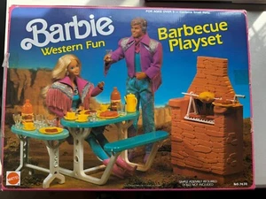 Vintage Barbie Western Fun Barbecue Playset Mattel 1989 No7439 - Picture 1 of 10