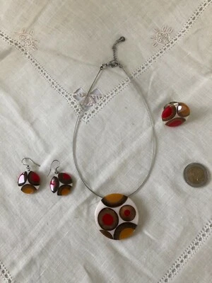 Schmuckset Halskette + Ohrringe + Ring Perlen Modeschmuck B015 - Bild 1 von 4