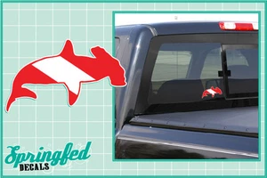 Hammerhead Shark Shaped DIVE Flag Vinyl Decal Car Truck Sticker SCUBA Diving - Picture 1 of 1