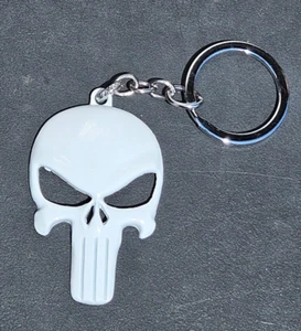 Marvel White The Punisher Hollow Logo Frank Castle Keyring UK Seller Free P&P - Picture 1 of 5