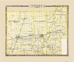 Mapa histórico del condado - Condado de Coles Illinois - Warner 1876 - 23 x 27,23 - Imagen 1 de 20