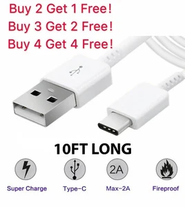 10FT Charging Cable Charger  For Samsung Galaxy A10e A20 A30 A50 A60 A70 Type-C  - Picture 1 of 1