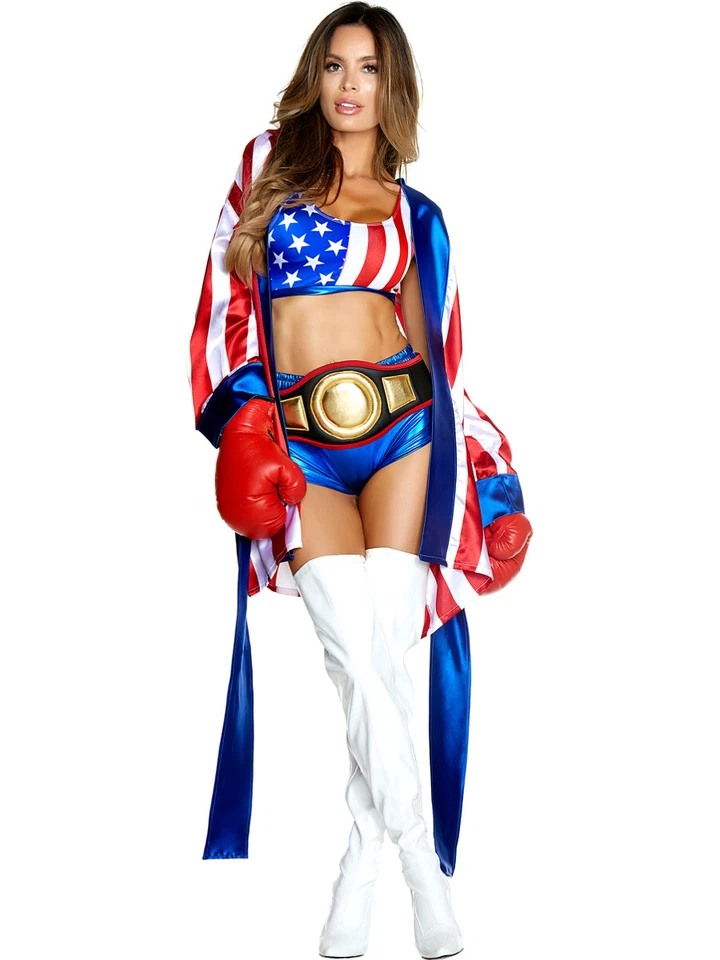 Fantasia boxer americana sexy feminina Get Em Champ - Imagem 1 de 1