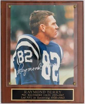 Baltimore Colts All-Pro Raymond Berry Autographed Photo Mounted on Wood Base - Image 1 of 2