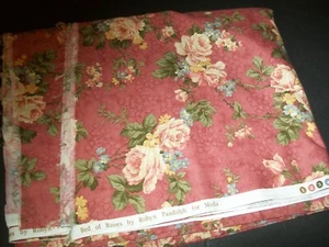 Vintage Robyn Pandolph Bed of Roses Fabric Pink Cotton Sewing Home Dec DIY 2.5yd - Picture 1 of 2