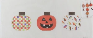 HANDPAINTED NEEDLEPOINT- 3 Pumpkins (133) - Picture 1 of 1