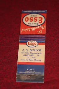 Esso Gasoline Matchbook Cover - J.G. Gualco, Allentown Pennsylvania - Picture 1 of 2