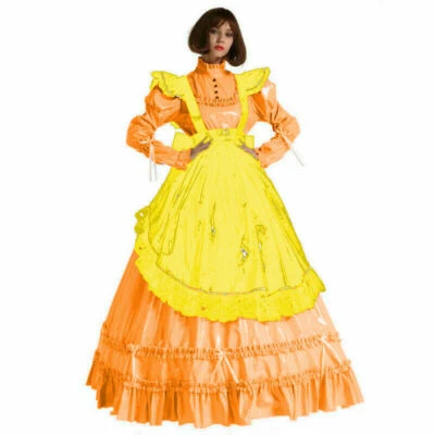  PVC Sissy Maid Vestido Largo Vestido/Mameluco Cosplay Disfraz A Medida Foto 1 de 4