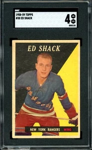 1958-59 TOPPS NHL HOCKEY #30 Eddie Shack HOF Rookie SGC 4 VG-EX Rangers RC - Picture 1 of 2