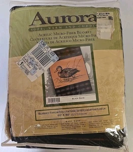 Vintage Biederlack Black Mallard Duck Throw Blanket 60" x 80" Hautman Bro Aurora - Picture 1 of 2