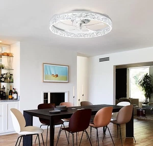 20 Inch Low Profile Ceiling Fans with Lights and Remote, Fandelier Ceiling Fa... - Picture 1 of 9