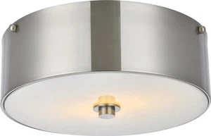 Classic White and Nickel Flush-Mount Ceiling Light - Picture 1 of 1