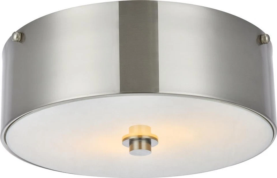 Classic White and Nickel Flush-Mount Ceiling Light - Image 1 of 1