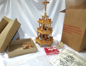 Vintage Weihnachten Windmühle Krippe Karussell 3 Etagen Holz Kerze 8996 Lillian Vernon - Bild 1 von 11