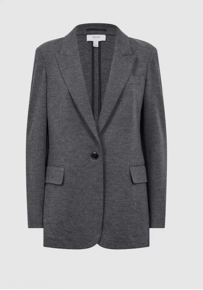 $600 NEW Reiss Amalie 100% Wool Blazer in Charcoal Grey - Image 1 of 4