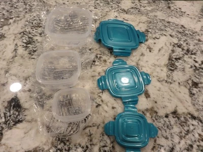 Lock n Lock 3 Piece Set Square Food Containers  3-9-18 oz. Teal Lids NEW - Image 1 of 4