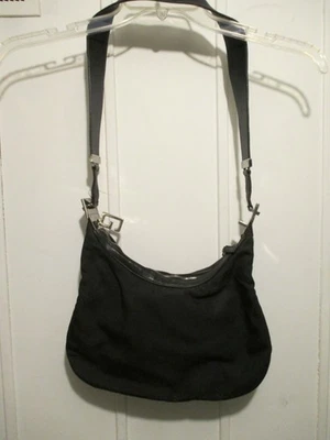 VINTAGE GUCCI BLACK CANVAS AND LEATHER G CLASP HOBO BAG - Image 1 of 4