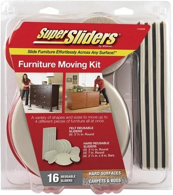WAXMAN Super Sliders Assorted Reusable Heavy Duty Furniture Appliance Sliders 16 Pack