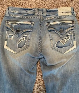 Affliction Cooper Jeans Mens 33 X 33 Blue Distressed Denim Relaxed Boot Cut - Picture 1 of 5
