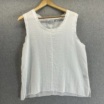 Habitat Size Large White Tank Top Blouse Rayon Blend Crinkle Minimalist Artsy - Image 1 of 4