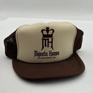 VTG New Mesh Snapback Trucker Hat Cap Rope Majestic Homes California Brown Crown - Picture 1 of 9
