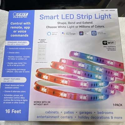 Tira de luz LED inteligente Feit 16' dispositivo inteligente y control asistente de voz con control remoto Foto 1 de 2