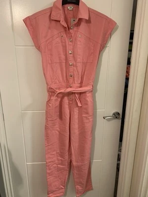 Girls River Island Pink Denim Jumpsuit Size 13-14 Years- New With Tags - Image 1 of 4