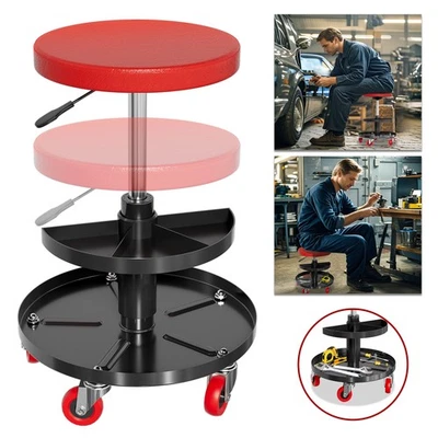 Werkstatthocker mit Rollen Rund Rollhocker höhenverstellbar - Bild 1 von 4