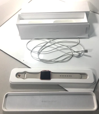 Locked Apple iWatch A1554 42mm 7000 Series Aluminium Case Smart Watch Rose Gold - Image 1 of 4