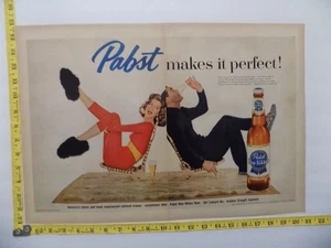 1958 DRUCKANZEIGE PABST BLAUES BAND BIER MACHT ES PERFEKT 2 SEITEN - Bild 1 von 1