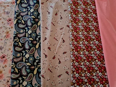 schönes Stoffpaket 3x Baumwolljersey+2x Sweat 30x70cm für Mützen und Snoods Neu - Bild 1 von 4