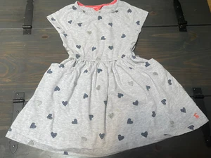 Girls Size 7-8 JOULES Gray Blue Heart Knit Play Cond. Dress Midi Pockets Cotton - Picture 1 of 7