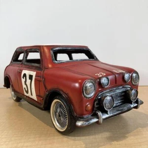 Tinplate Toy Car Mini Cooper #37 Red Tin Toy Vehicle Figure Boy's Toy - Picture 1 of 8