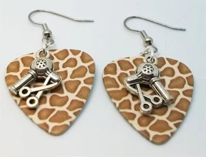 Hair Dryer and Scissor Charm Guitar Pick Earrings - Pick Your Color - Picture 1 of 11