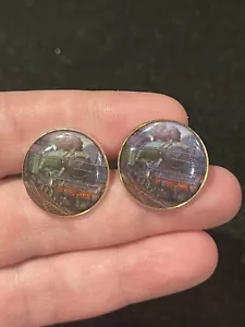 Pair of Gents Steam Locomotive Train Cufflinks - Picture 1 of 2