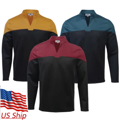 Almirante JL Picard Uniforme Rojo Flota Inicial Azul Dorado Top Camisas Disfraces con disfraces Foto 1 de 4