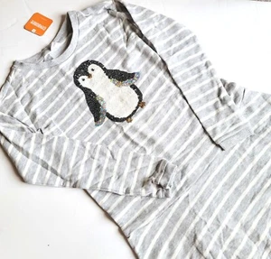 Gymboree Girls 14 Gray Striped Sequin Penguin Dress NWT - Picture 1 of 3