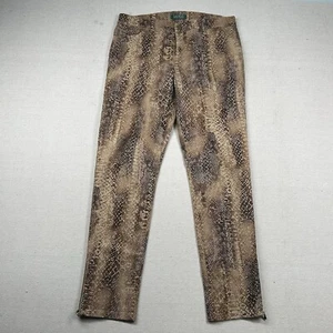 Lauren Ralph Lauren Jeans Womens 10 Animal Print Snakeskin 33x30 Zip Ankle - Picture 1 of 10