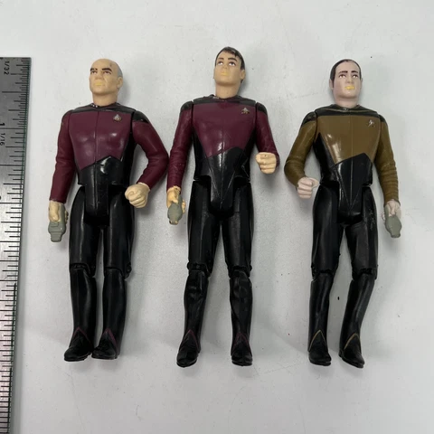 Vintage 1988 Star Trek Galoob Action Figures LOT Of 3 Picard Riker Data Cover