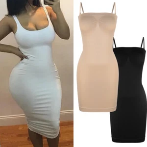 Women Shapewear Slip Dress Tummy Control Under Dresses Body Shaper Seamless - Picture 1 of 46