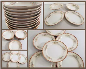 Jyoto Vintage 26 Piece China Set in Multi-colored flowers with Red & Gold Trim - Picture 1 of 11