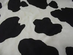 Faux Fur PONY Skin VELBOA Fabric Material BLACK COW - Picture 1 of 1