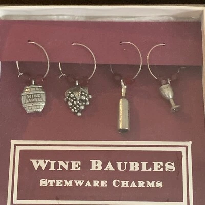 Dijes para vasos de vino de metal uvas barril botella marcador de bebida regalo de anfitriona Foto 1 de 3