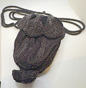 Handtasche aus Samt im viktorianischen Stil mit Perlen der Jahrhundertwende - Bild 1 von 11