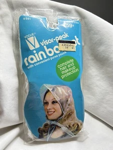 Vintage NOS Vogue Glemby Visor-Peak Rain Bonnet ~ 1961 ~ Hong Kong ~ Clear #591 - Picture 1 of 6