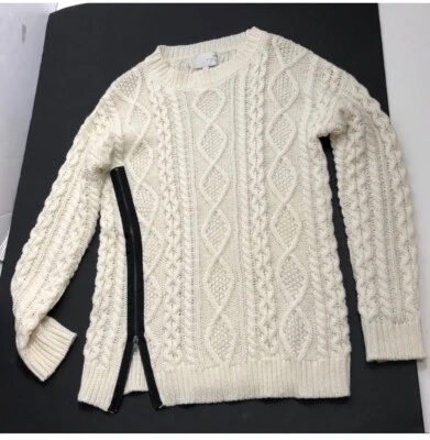 Suéter de Pescador J.O.A Crema Tejido con Cable Cremallera Frontal Mezcla de Lana Talla M Granola Foto 1 de 4